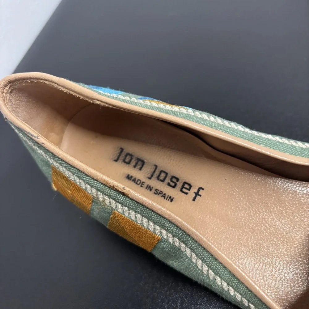 Jon Josef women's green‎ canvas closed toe flat pump shoes size 7.5B